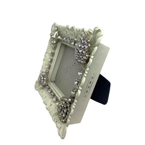 Rhinestone Jeweled Photo Frame: Hollywood Glam Vanity Decor  Antique Style Molded Picture Frame with Rhinestones